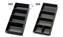 Přepážky tvarované za tepla na malé položky, vyrobeno z plastu pro všechny kabiny na kolečkách a všechny vozíky VP3