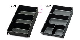 Přepážky tvarované za tepla na malé položky, vyrobeno z plastu pro všechny kabiny na kolečkách C22, C23, C23C VP1