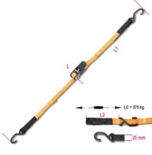 Řehtačkové upnutí s háky tvaru S a oky, LC 375 kg popruh z vysoce pevného polyesteru (PES) 8188 CG25-MT5