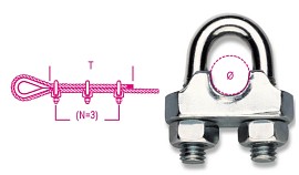 Spony drátěných lan,  ocelové těleso lisované za studena, pozinkováno 8016 FR13