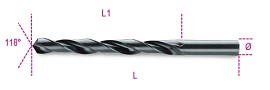 Spirálové vrtáky s válcovými stopkami, krátká řada, HSS, válcovaná 410 6,25