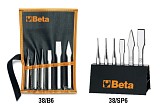 Sada 6 průbojníků (položka 30), důlčíků (položka 32), plochých dlát (položka 34) a křížových sekáčů (položka 36), s držákem 38 /SP6